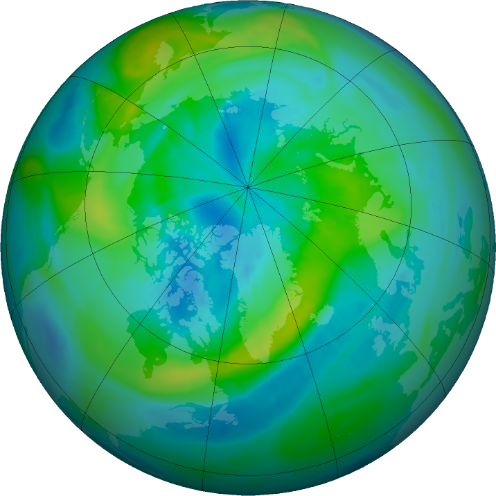 Arctic ozone map for 01 October 2015
